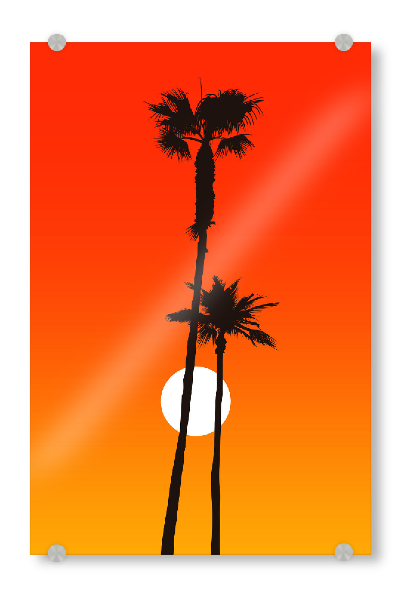 Acrylglasbild "Paradiso Palm" artboxONE - Natur,Abstrakt - Palme,Strand,Sonne,Beach,Palmtrees,Sun,Vacation,Urlaub,Evening,Abend,Paradise,Paradies