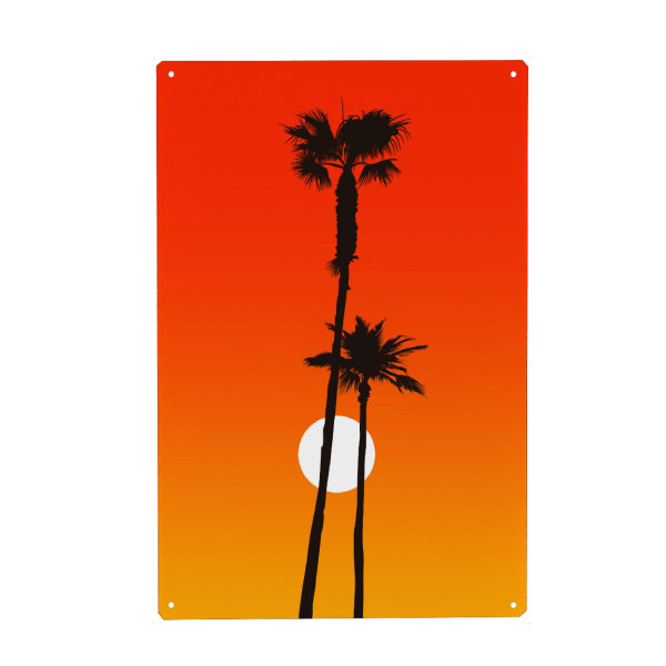 Metall Poster "Paradiso Palm" artboxONE - Natur,Abstrakt - Palme,Strand,Sonne,Beach,Palmtrees,Sun,Vacation,Urlaub,Evening,Abend,Paradise,Paradies