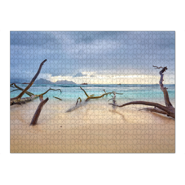 Puzzle Ravensburger "Wolken über La Digue" artboxONE - Natur,Reise,Reise / Strand und Meer,Reise / Afrika