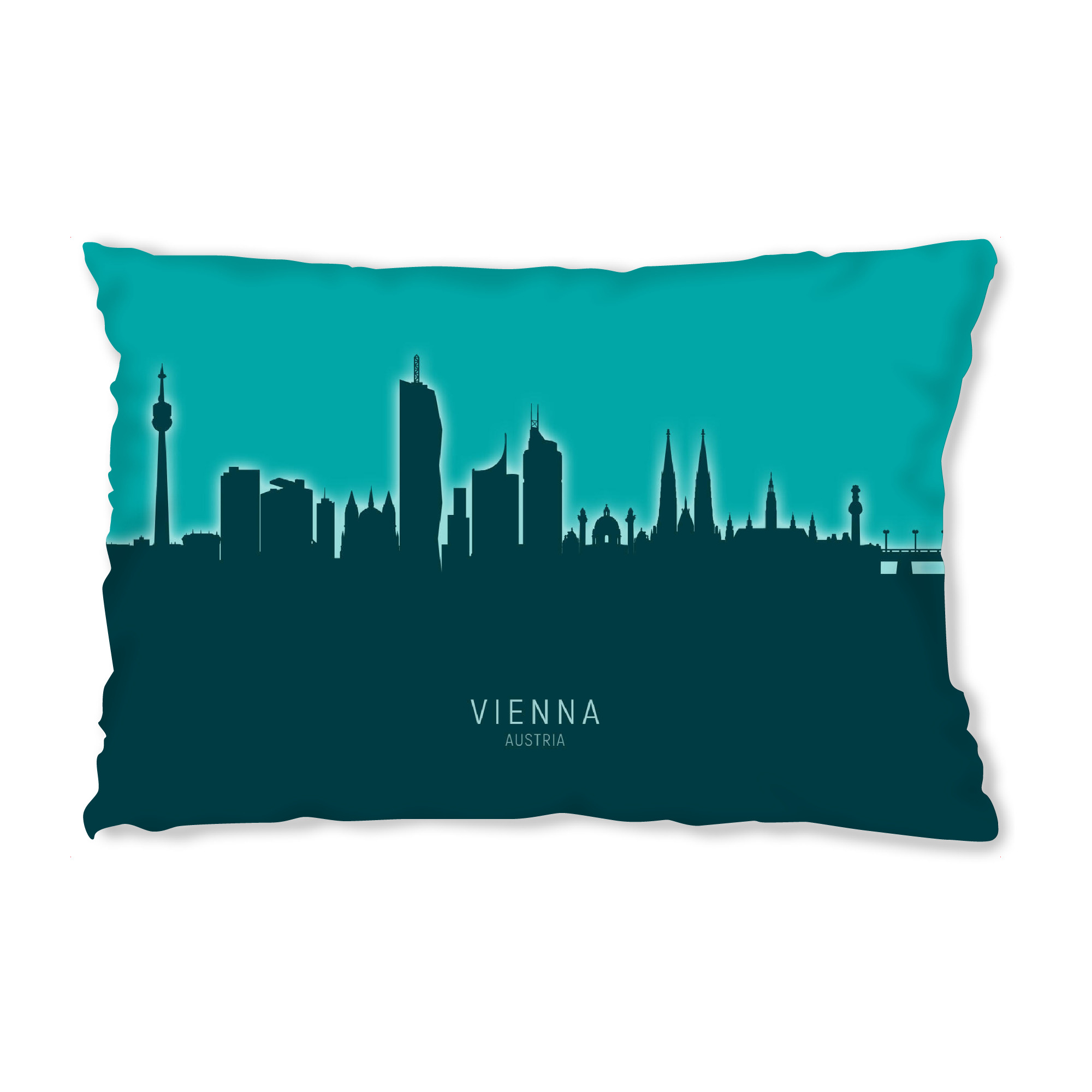 Design-Kissen "Vienna Austria Skyline Glow Teal" artboxONE - Städte,Städte / Wien