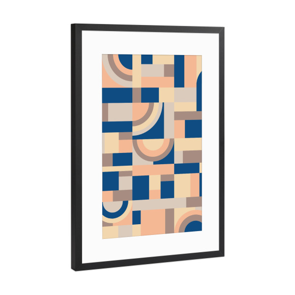 Poster mit Rahmen Schwarz (Metallic) "Soft & Blue Blocks" artboxONE - Abstrakt,Geometrie