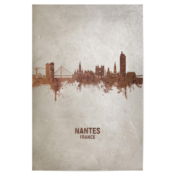 Poster "Nantes France Skyline Rust" artboxONE - Städte - Nantes,France,Skyline,Cityscape,Stadtbild,Watercolor,Frankreich,City,Stadt,Beige