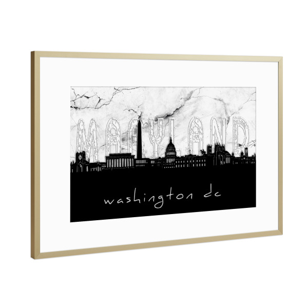 Poster mit Rahmen Gold "Washington dc skyline marble" artboxONE - Städte,Reise,Architektur,Städte / Washington,Marmor