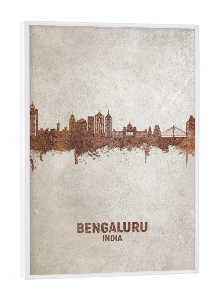 Poster mit weißem Rahmen "Bengaluru Skyline Rust" artboxONE - Städte - Bengaluru,India,Skyline,Cityscape,Stadtbild,Watercolor,City,Stadt,Indien,Beige