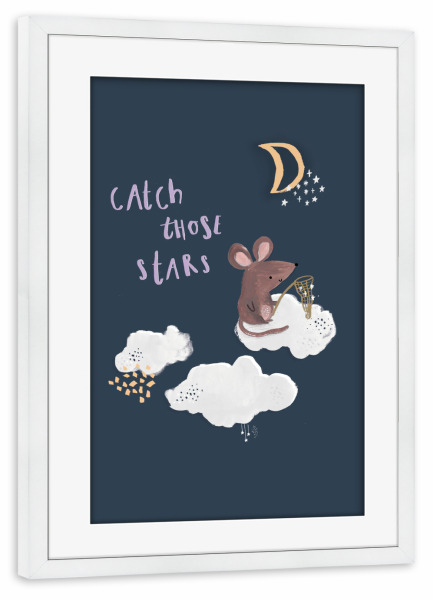 Poster mit Rahmen weiß "Catch those stars" artboxONE - Für Kinder,Tiere