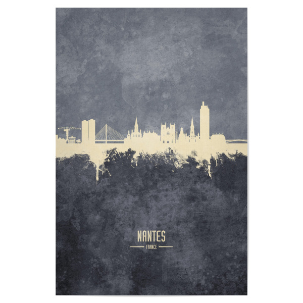 Poster "Nantes France Skyline Grey" artboxONE - Städte