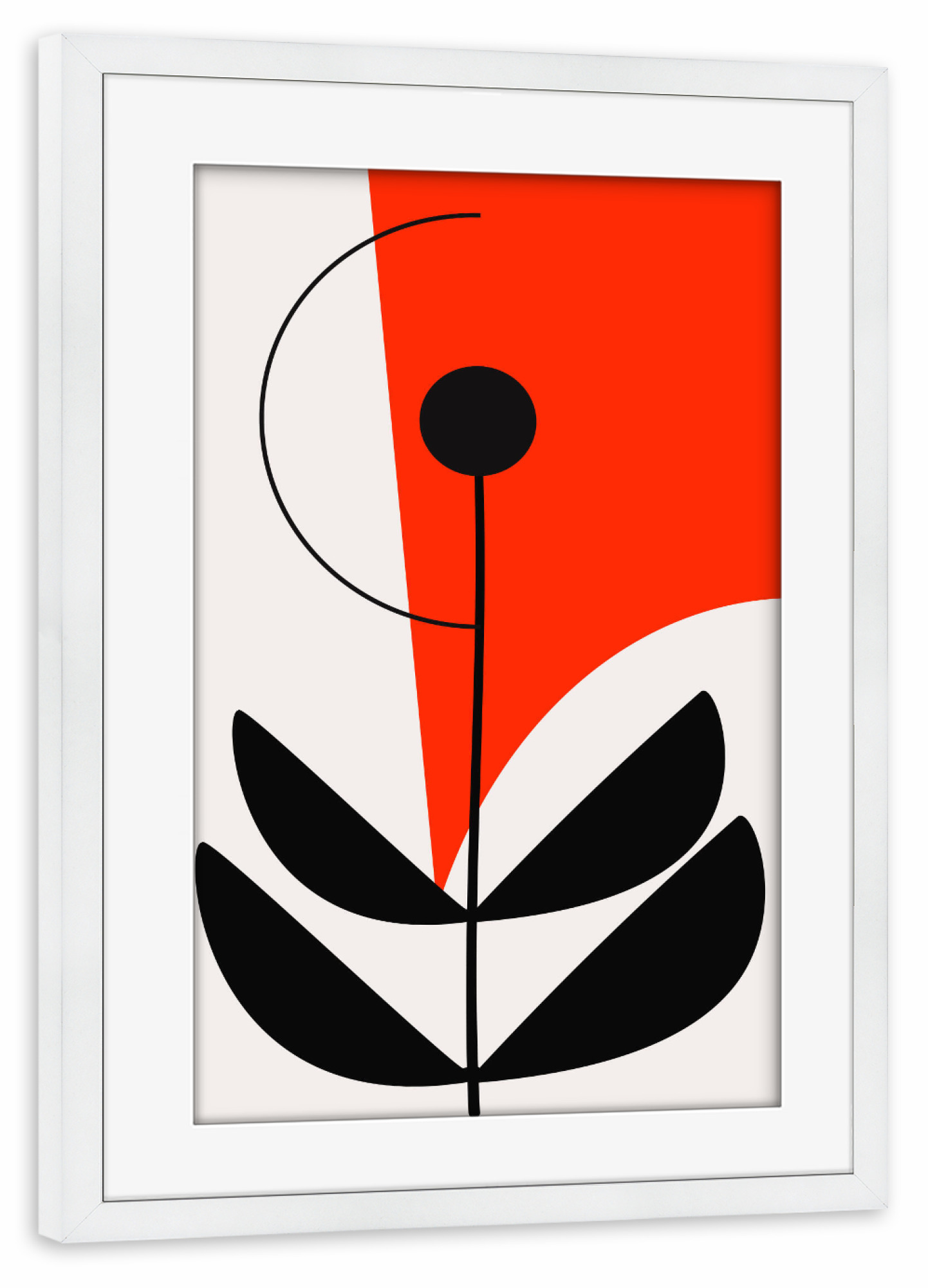 Poster mit Rahmen weiß "Geometric Plant No R" artboxONE - Natur,Floral,Abstrakt,Geometrie