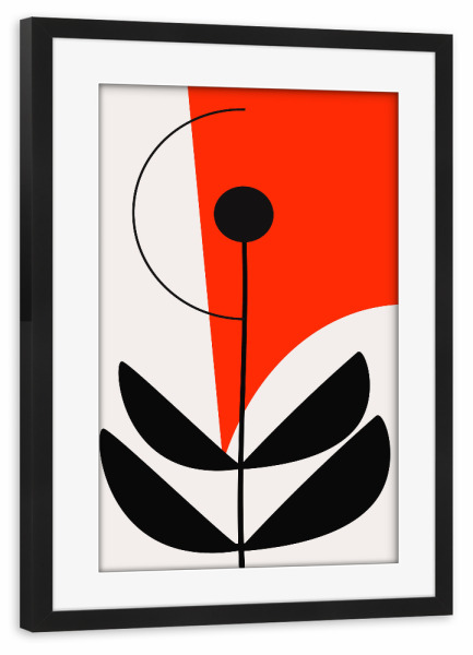 Poster mit Rahmen schwarz "Geometric Plant No R" artboxONE - Natur,Floral,Abstrakt,Geometrie