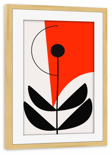 Poster mit Rahmen kiefer "Geometric Plant No R" artboxONE - Natur,Floral,Abstrakt,Geometrie