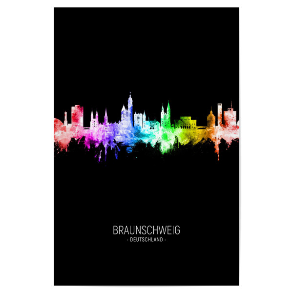 Poster 30x20 cm "Braunschweig Skyline Colour Black" artboxONE - Städte