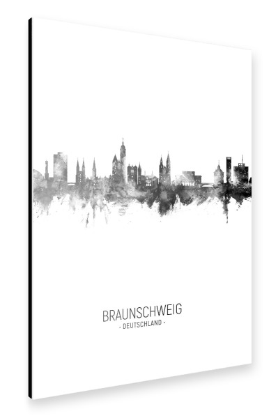 Alu-Dibond "Braunschweig Germany Skyline BW" 30x20 cm artboxONE