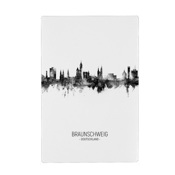 Metall Poster "Braunschweig Germany Skyline BW" artboxONE - Städte