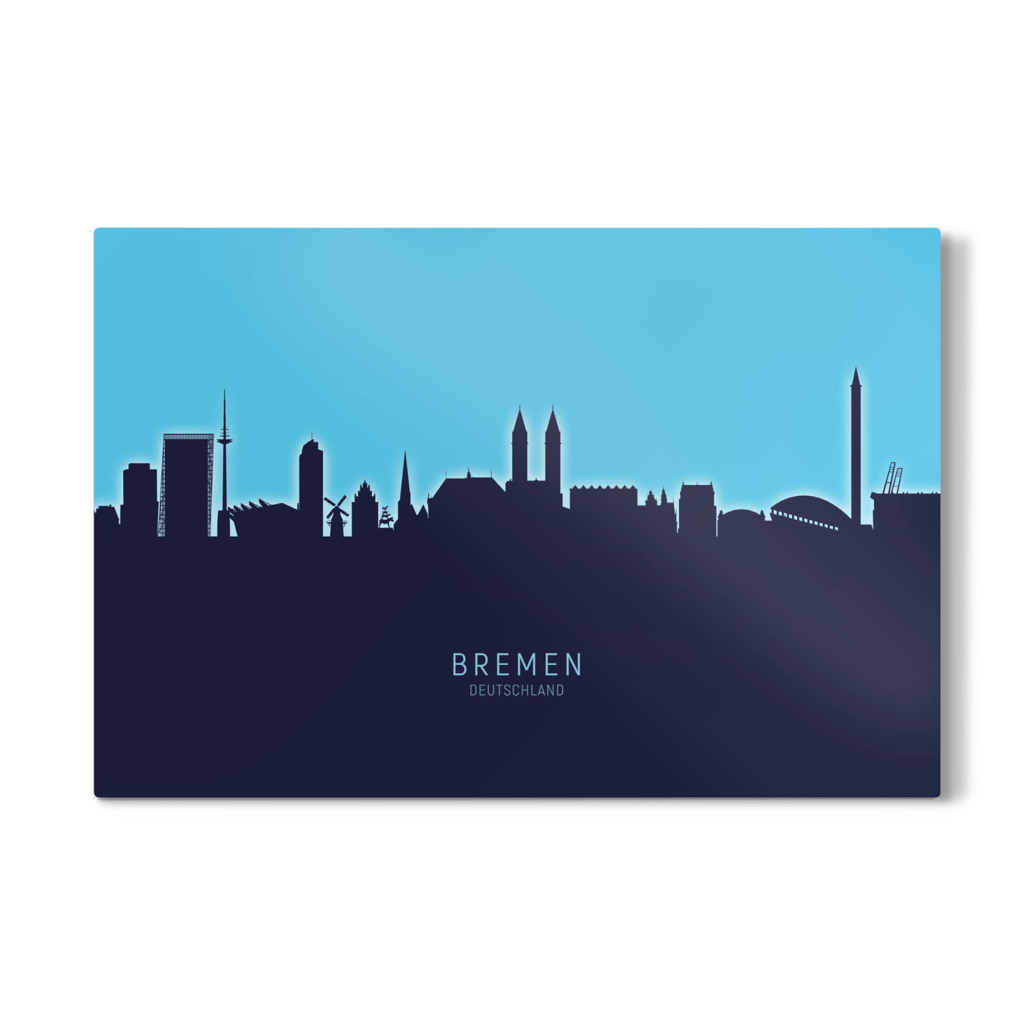 Galerie-Print "Bremen Germany Skyline Glow Blue" 75x50 cm artboxONE