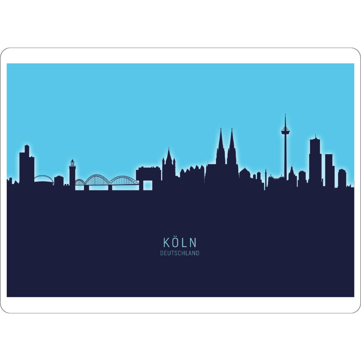 Tischset "Cologne Germany Skyline Glow Blue" artboxONE - Städte,Städte / Köln