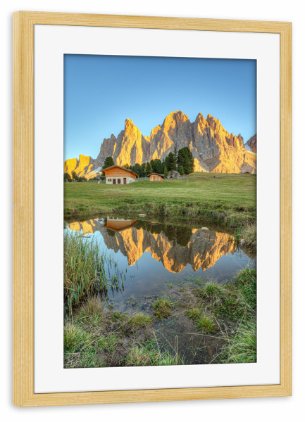 Poster mit Rahmen kiefer "Bei der Geisleralm in Südtirol" artboxONE - Natur,Reise / Länder