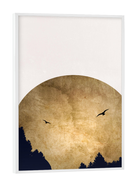 Poster mit weißem Rahmen "Two Birds Flying" artboxONE - Natur,Tiere,Abstrakt