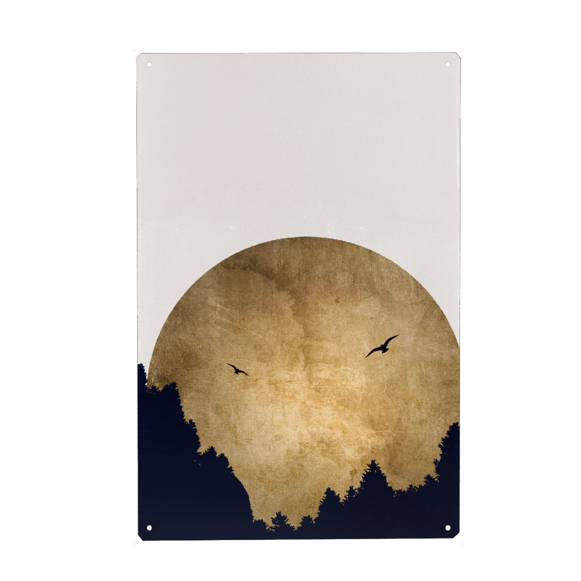 Holzbild "Two Birds Flying" artboxONE - Natur,Tiere,Abstrakt - Vögel,Baum,Wald,Fliegen,Abstract,Abstrakt,Birds,Forest,Sonne,Sun,Trees,Minimal