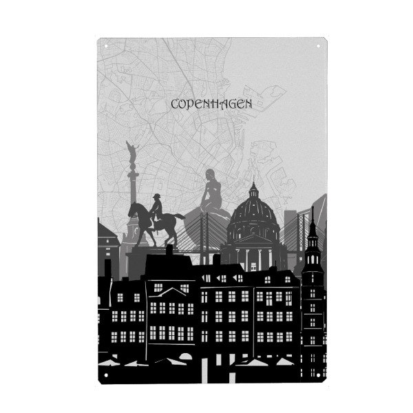 Metall Poster "Copenhagen cityscape map" artboxONE - Städte,Reise,Architektur,Städte / København,Kartografie