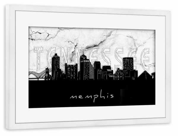 Poster mit Rahmen weiß "Memphis skyline marble" artboxONE - Städte,Reise,Architektur,Marmor