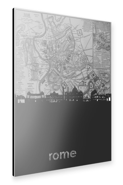 Alu-Dibond "Rome skyline map grey" 30x20 cm artboxONE