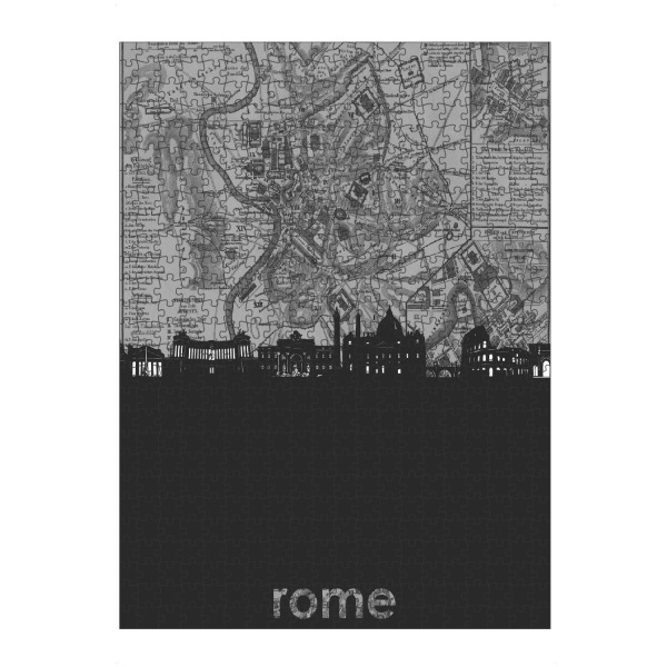 Puzzle Ravensburger "Rome skyline map grey" artboxONE - Städte,Reise,Architektur,Städte / Rom,Kartografie