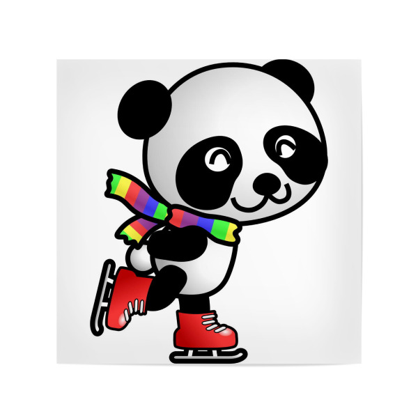 Poster 20x20 cm "Panda fährt Schlittschuh" artboxONE - Für Kinder,Tiere,Lustig