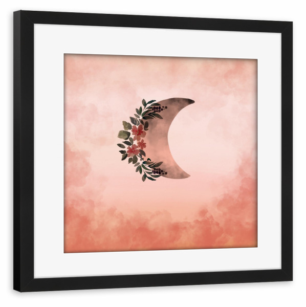 Poster mit Rahmen schwarz "MAGIC MOON" artboxONE - Floral,Abstrakt,Galaxy