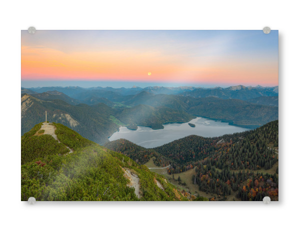 Acrylglasbild "Vollmond über dem Walchensee" artboxONE - Natur,Reise