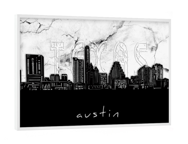 Poster mit weißem Rahmen "Austin skyline marble" artboxONE - Städte,Reise,Architektur,Marmor