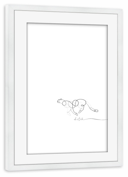 Poster mit Rahmen weiß "Animal pen line cheetah" artboxONE - Tiere,Abstrakt