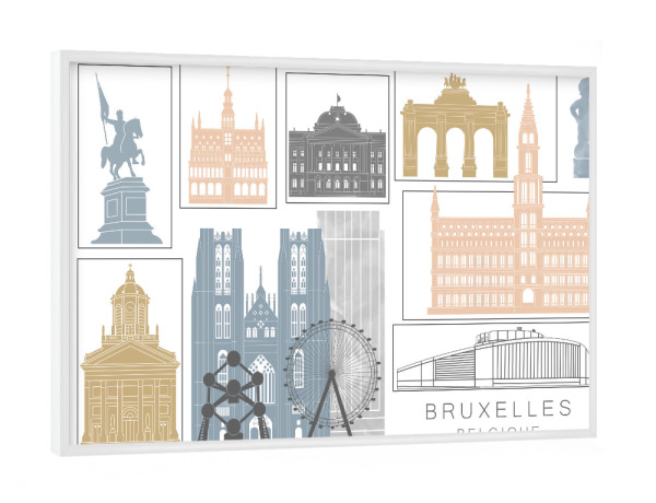 Poster mit weißem Rahmen "Brussels skyline earth" artboxONE - Städte,Reise,Architektur,Kartografie
