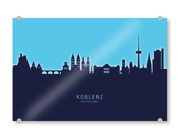 Acrylglasbild "Koblenz Germany Skyline Glow Blue" artboxONE - Städte
