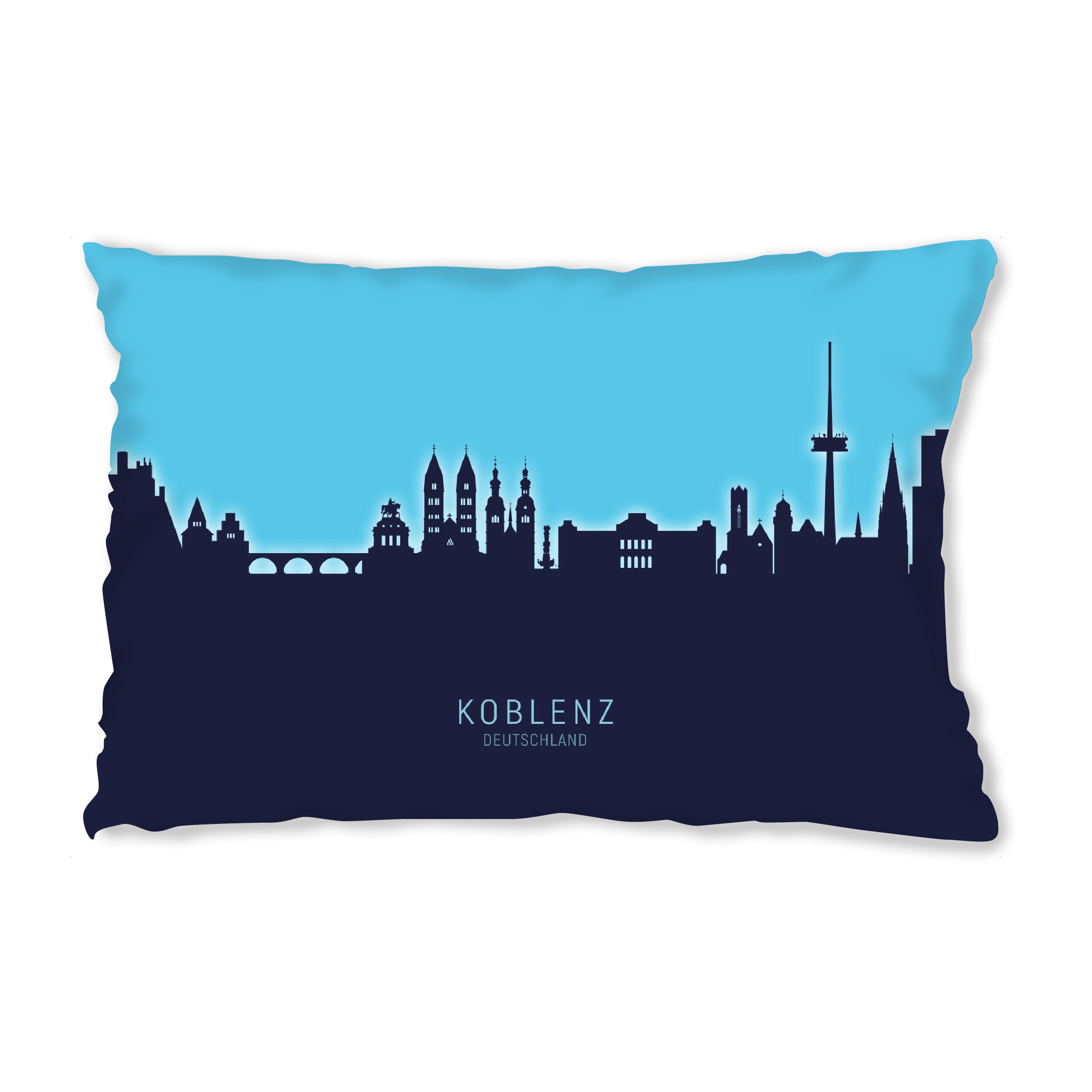 Design-Kissen "Koblenz Germany Skyline Glow Blue" artboxONE - Städte