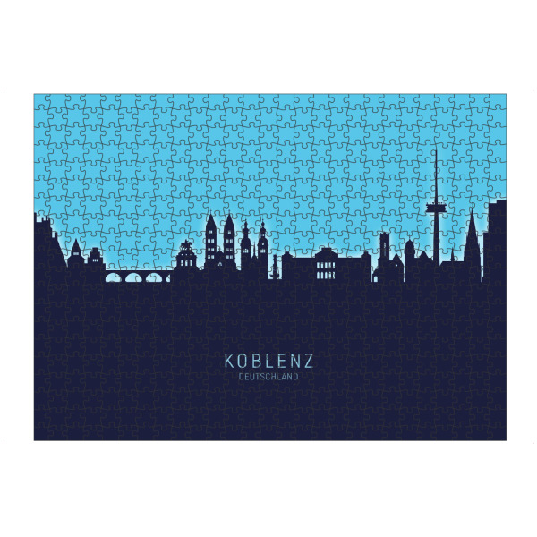 Puzzle Ravensburger "Koblenz Germany Skyline Glow Blue" artboxONE - Städte