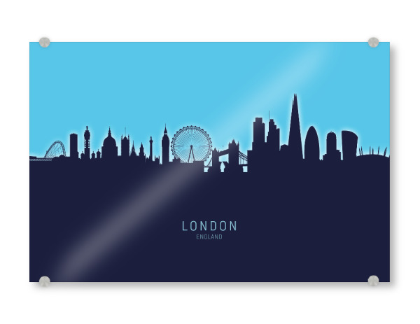 Acrylglasbild "London England Skyline Glow Blue" artboxONE - Städte,Städte / London