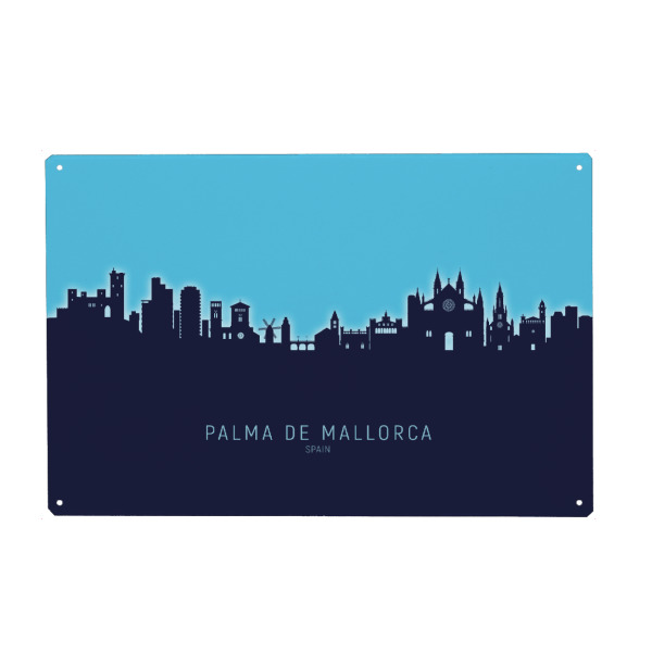 Metall Poster "Palma de Mallorca Skyline GlowBlue" artboxONE - Städte