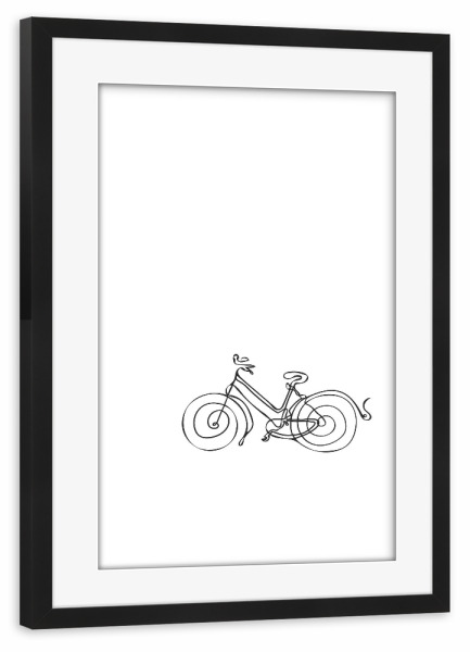 Poster mit Rahmen schwarz "Fahrrad Line Art - Strichzeichnung" artboxONE - Schwarzweiß