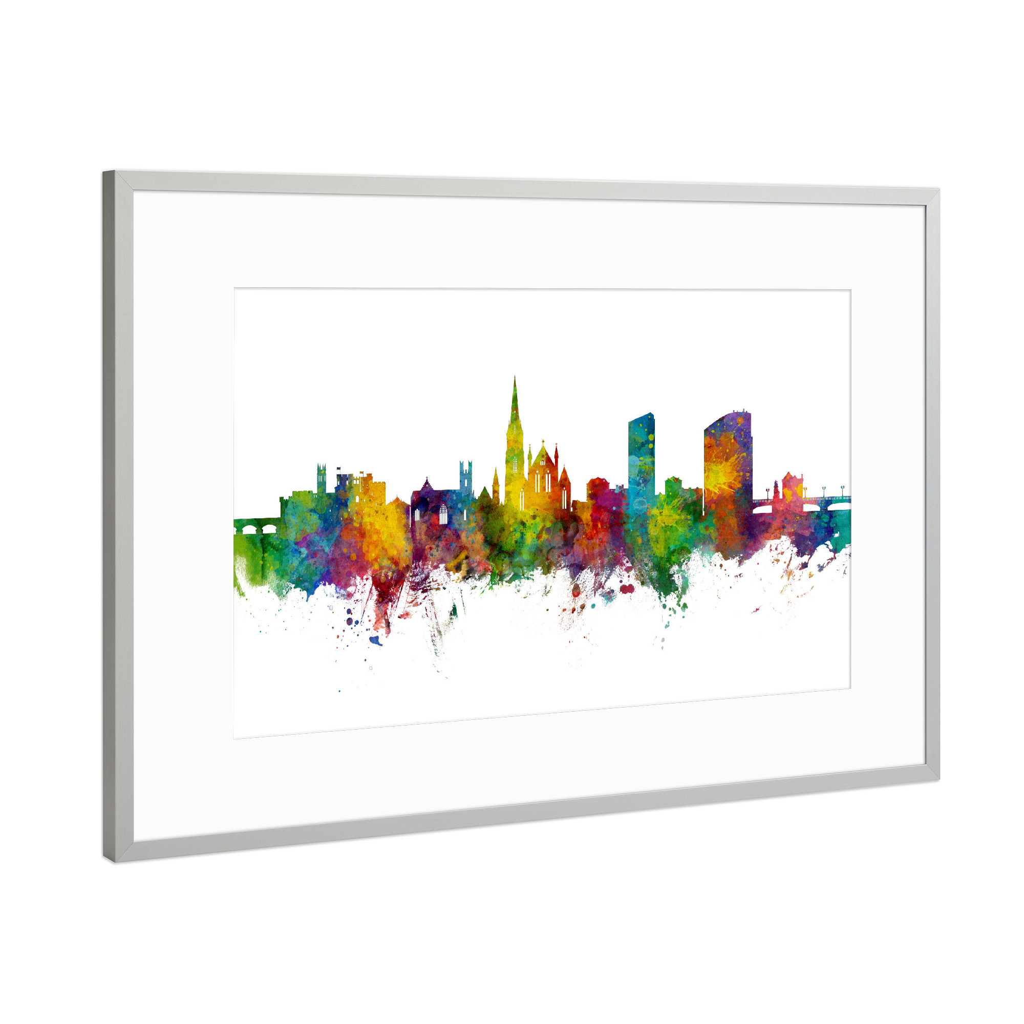 Poster mit Rahmen Silber "Limerick Ireland Skyline" artboxONE - Städte