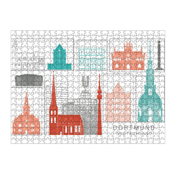 Puzzle Ravensburger "Dortmund skyline coral" artboxONE - Städte,Reise,Architektur,Kartografie