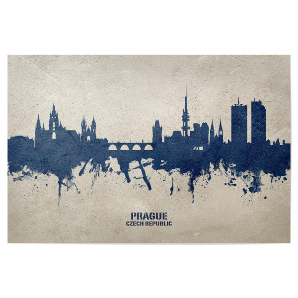 Poster "Prague Skyline PaintBlue" artboxONE - Städte,Städte / Prag