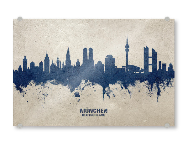 Acrylglasbild "Munich Germany Skyline PaintBlue" artboxONE - Städte,Städte / München