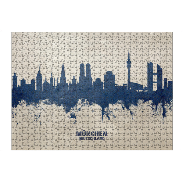 artboxONE Puzzle "Munich Germany Skyline PaintBlue" artboxONE - Städte,Städte / München