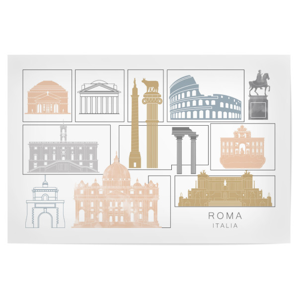 Poster 30x20 cm "Rome skyline, earth" artboxONE - Städte,Reise,Architektur,Städte / Rom,Kartografie