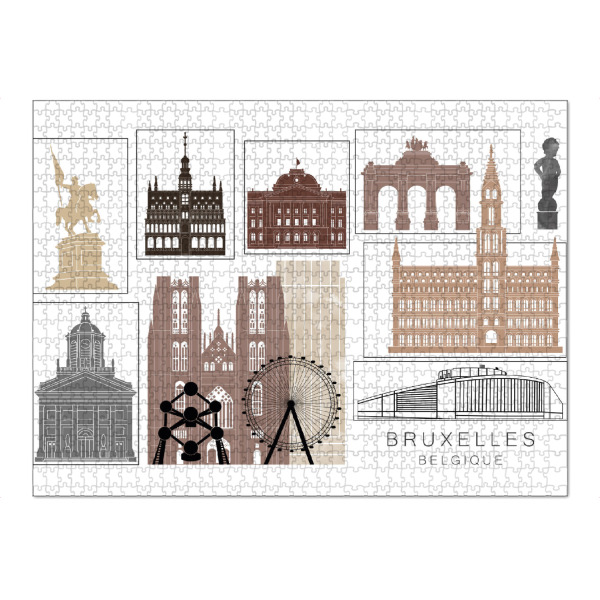 Puzzle Ravensburger "Brussels skyline black & brown" artboxONE - Städte,Reise,Architektur,Kartografie