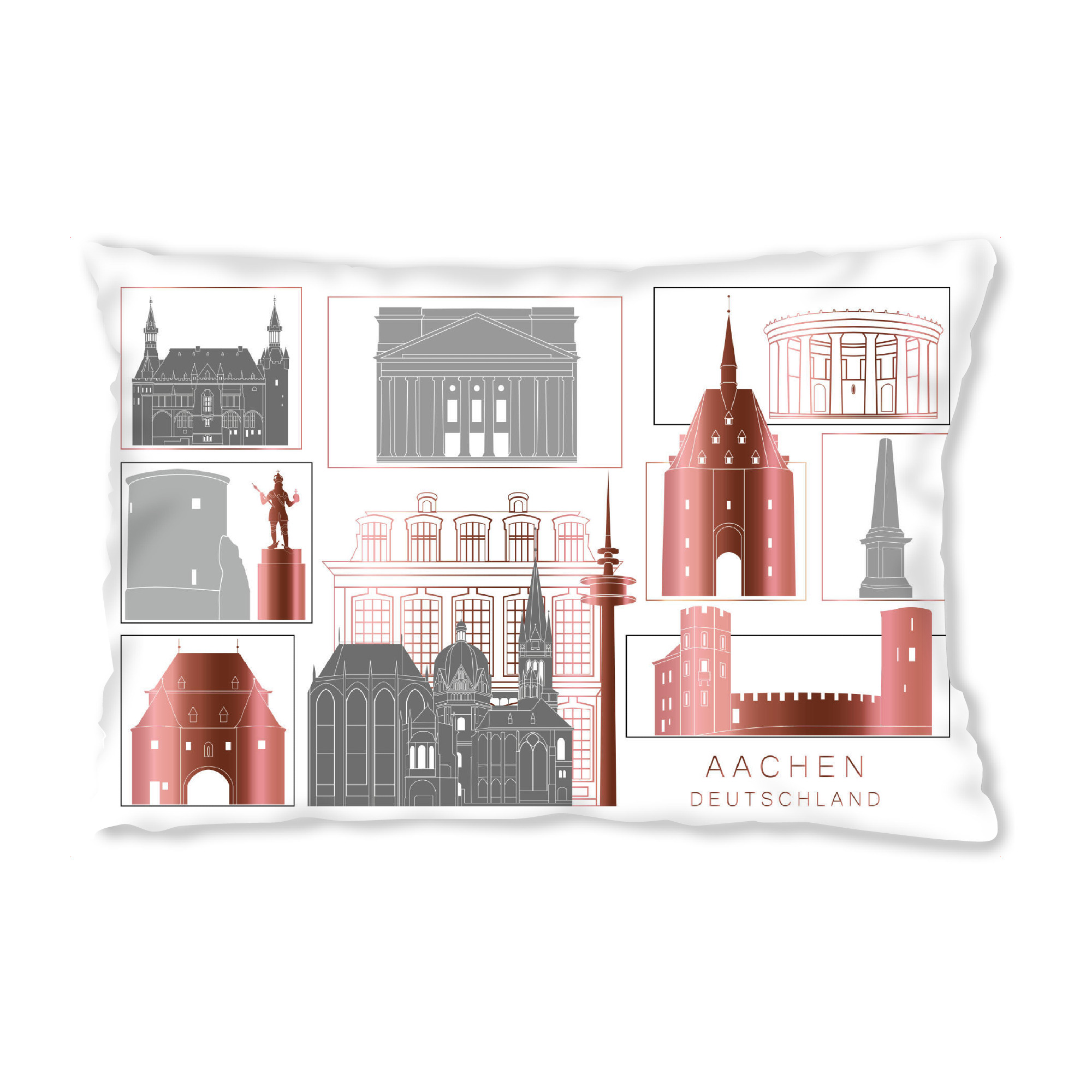 Design-Kissen "Aachen skyline rosegold" artboxONE - Städte,Reise,Architektur,Kartografie