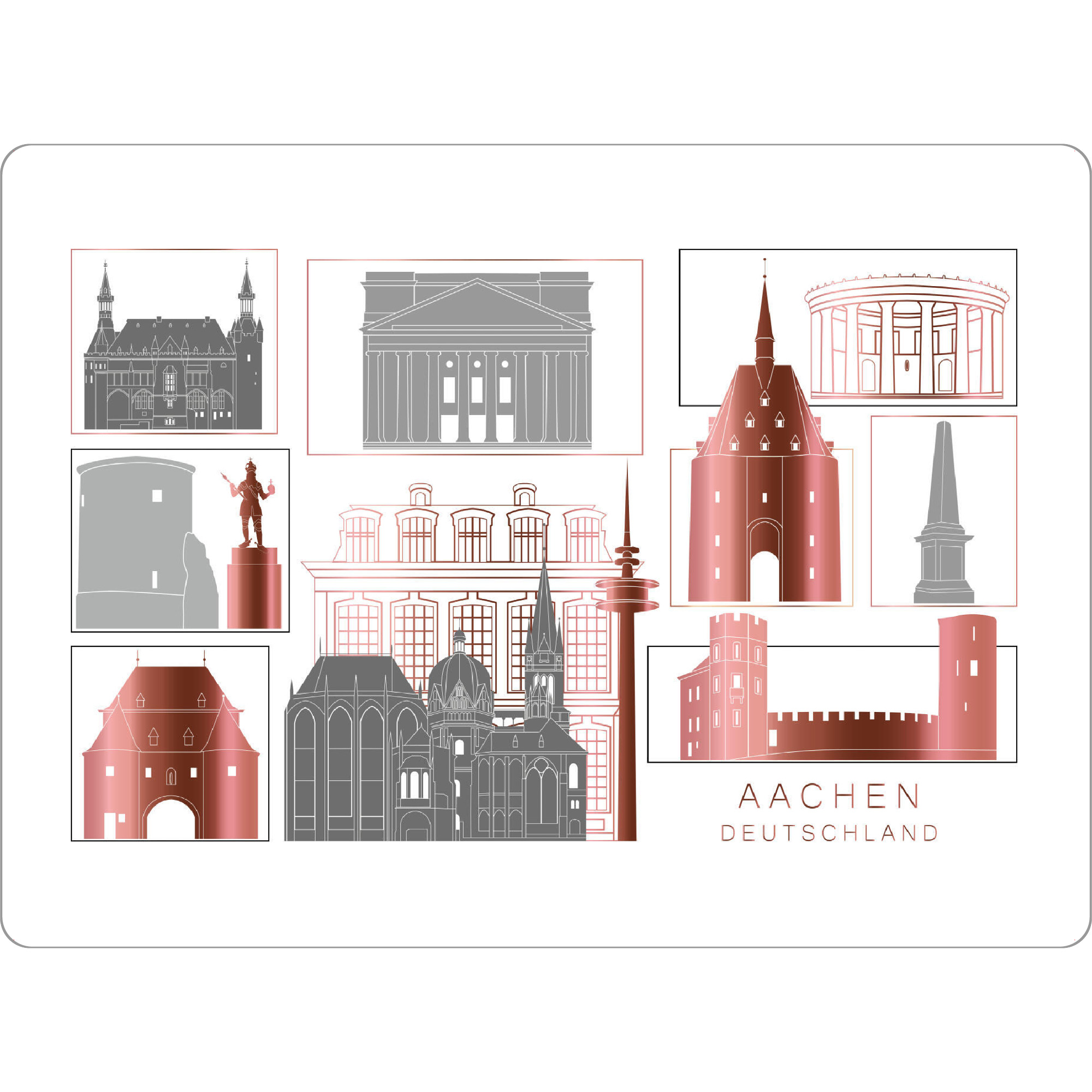 Tischset "Aachen skyline rosegold" artboxONE - Städte,Reise,Architektur,Kartografie