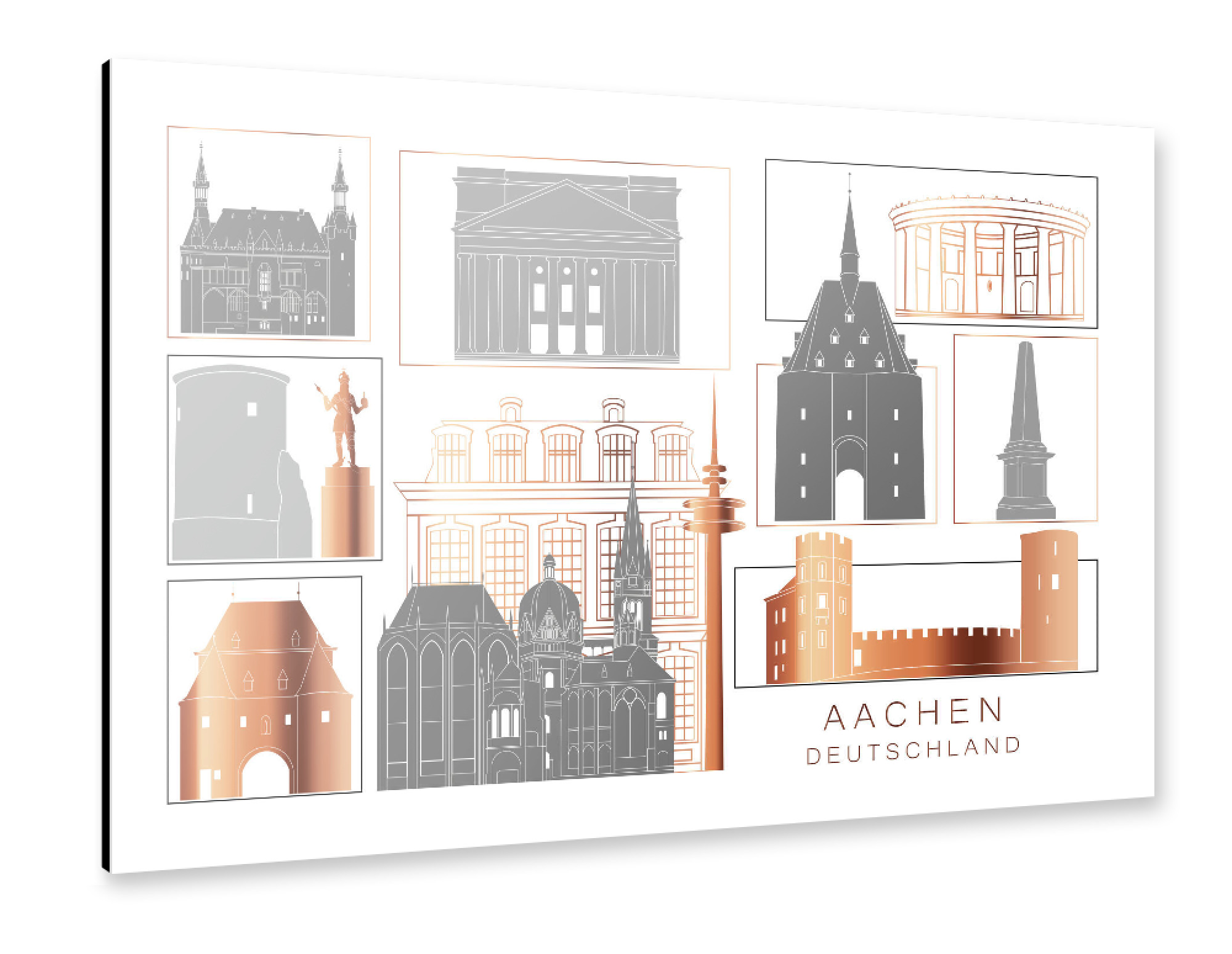 Alu-Dibond "Aachen skyline copper" 75x50 cm artboxONE