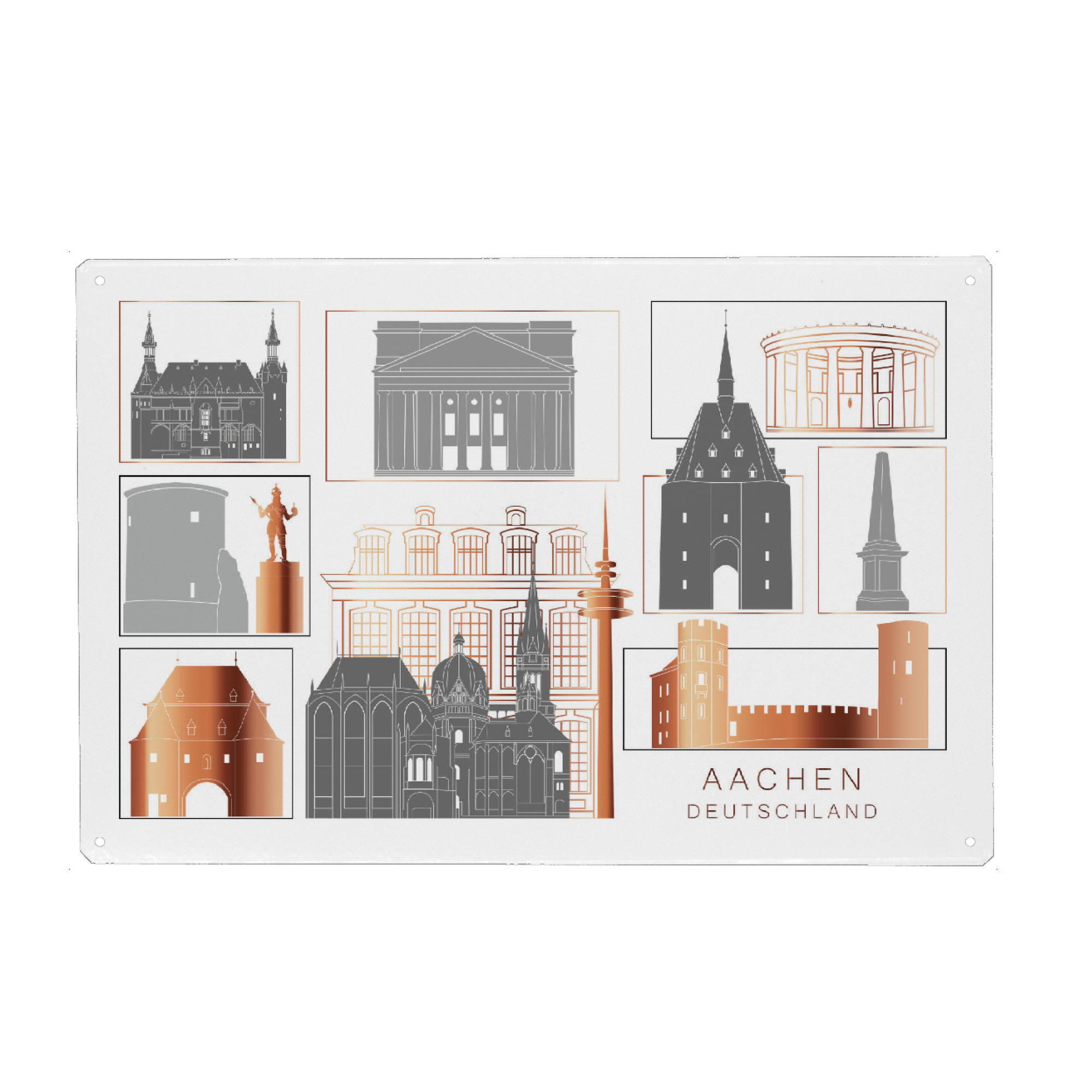Metall Poster "Aachen skyline copper" artboxONE - Städte,Reise,Architektur,Kartografie