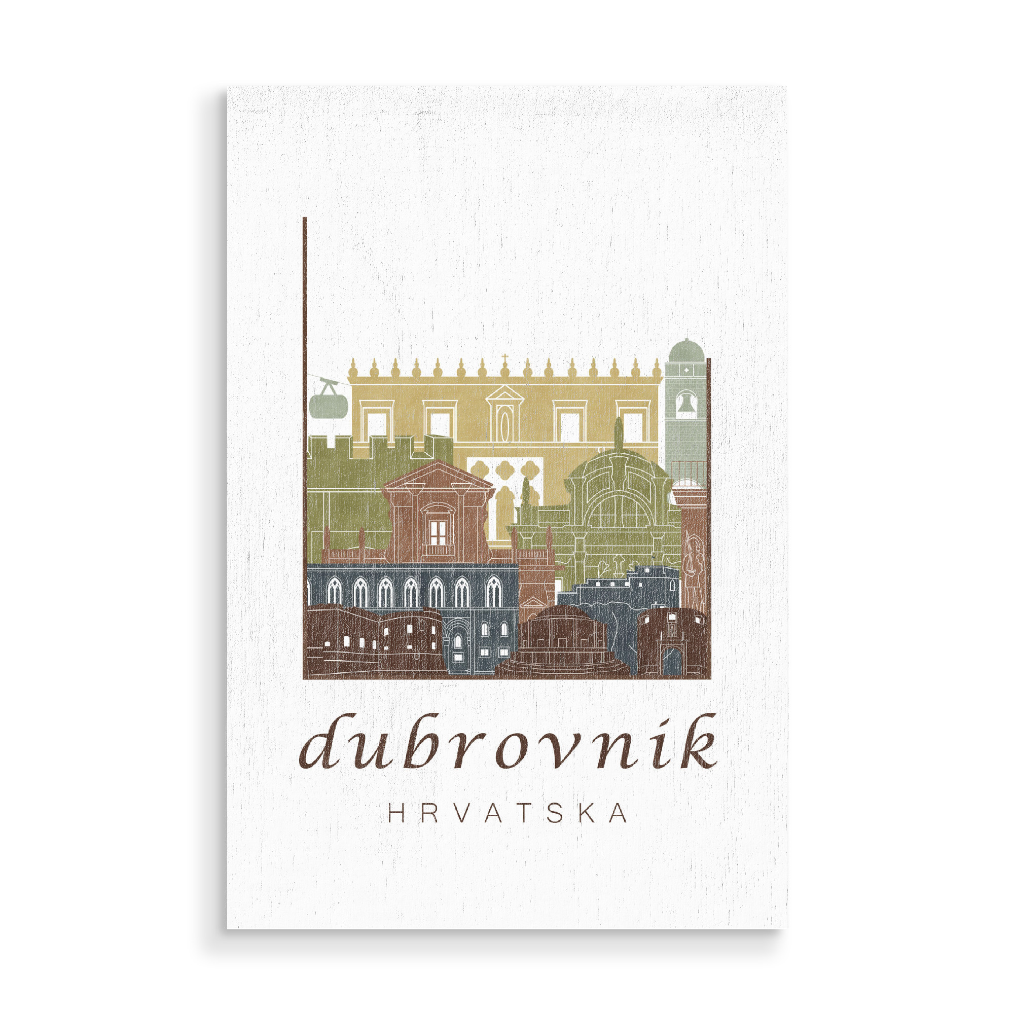 Holzbild "Dubrovnik skyline light brown" artboxONE - Städte,Architektur,Kartografie