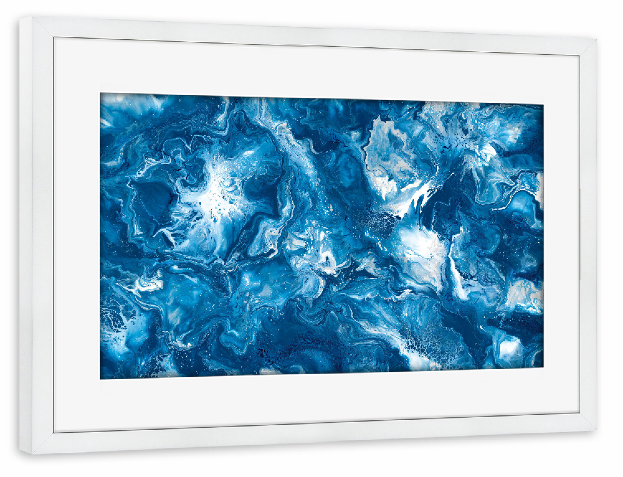 Poster mit Rahmen weiß "Kaysymoon Azur" artboxONE - Natur,Abstrakt,Reise / Strand und Meer,Marmor,Galaxy